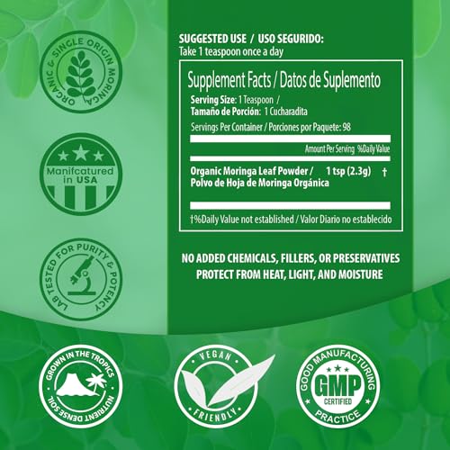 PURA VIDA MORINGA Moringa Powder Organic Single Origin - Premium 100% Leaf Powder PURA VIDA MORINGAUS supplements