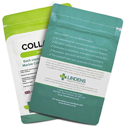 Lindens Collagen (Marine) 400mg Capsules 360 Pack - UK Manufacturer, Letterbox Friendly LindensUS supplements
