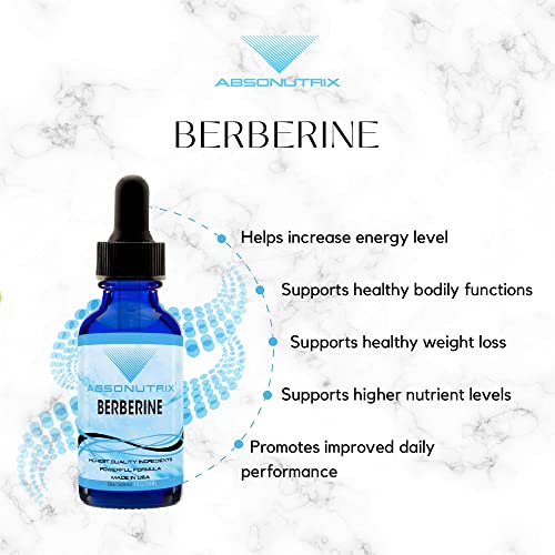 Absonutrix Berberine Supplement 600 mg, 4 Fl Oz Large Bottle, Healthy Weight Loss Support AbsonutrixAu supplements