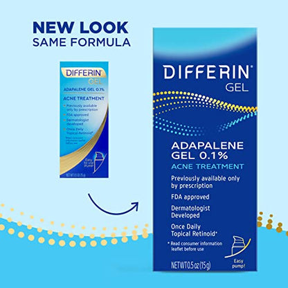 Differin Acne Treatment Gel, 30 Day Supply, Retinoid Treatment for Face DifferinUS supplements