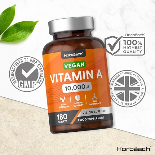 Vitamin A Tablets 10000iu | 180 Count | High Strength Vitamin A as Retinol Acetate HorbäachUS supplements