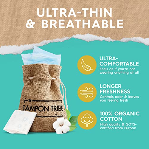 Tampon Tribe - Organic Cotton Pads with Wings for Women, Chemical-Free Breathable Sanitary Pads Tampon TribeAu supplements
