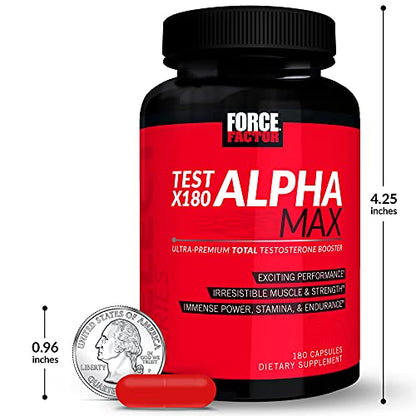 FORCE FACTOR Test X180 Alpha Max, 2-Pack, Total Testosterone and Nitric Oxide Booster Force FactorUS supplements