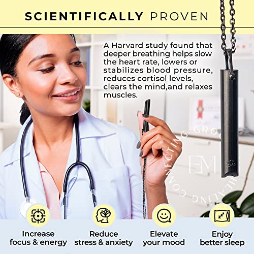 Mindful Breathing Necklace for Anxiety Stress Relief - Earth and Moon Stainless Steel Anxiety EARTH AND MOONAu supplements