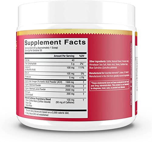 Essential Elements PreWorkout Powder with Beet Root & ACV | Superfood Energy Supplement Essential ElementsAu supplements