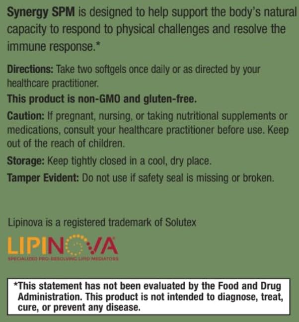 Specialized Pro Resolving Mediators - Synergy SPM by RetzlerRx® - SPM's for Joint Comfort, Tissue Health & Minor Discomfort Relief* - Non-GMO - Gluten Free - 120 Softgels HormoneSynergyAu supplements