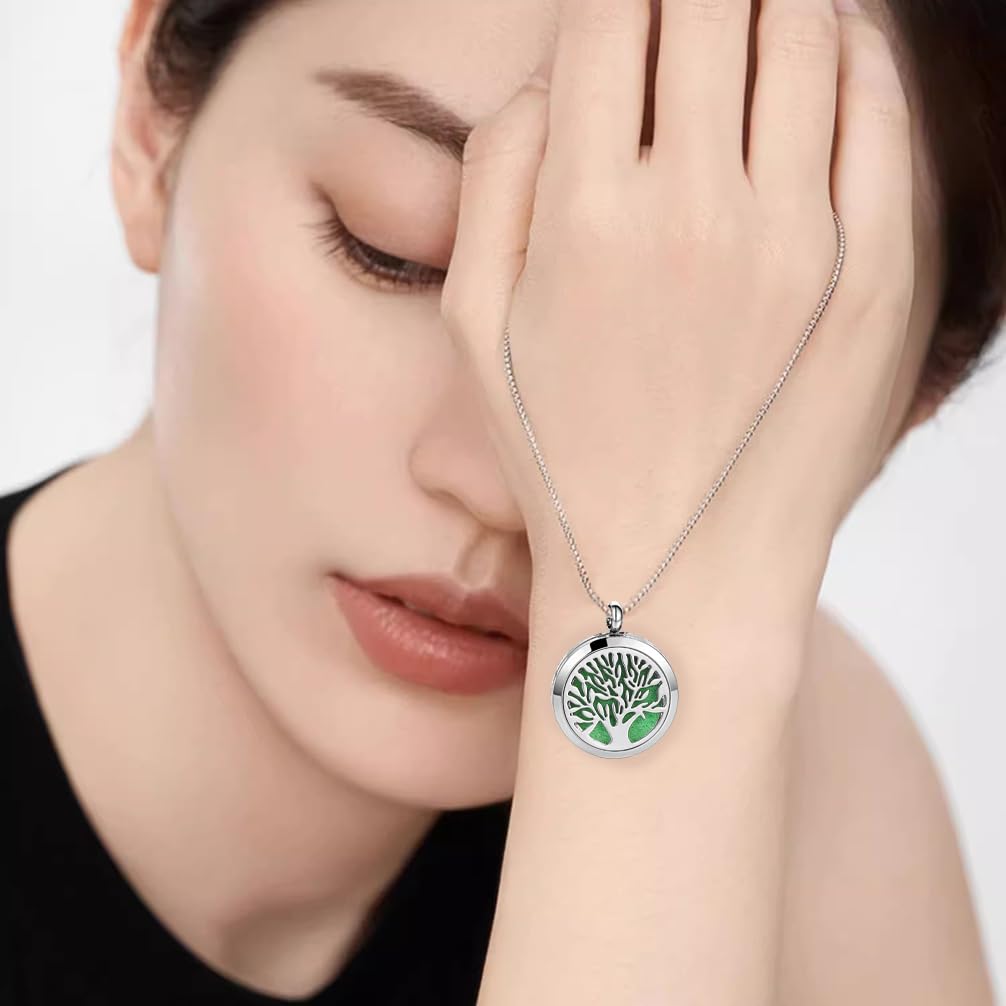 Aromatherapy Essential Oil Diffuser Necklace Tree of Life Cloud Design Stainless Steel Locket JEAN SMILEAu supplements
