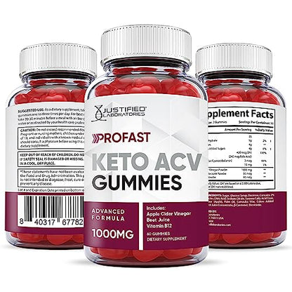 Justified Laboratories ProFast Keto ACV Gummies 1000MG Pro Fast Vegan Non GMO Justified LaboratoriesUS supplements