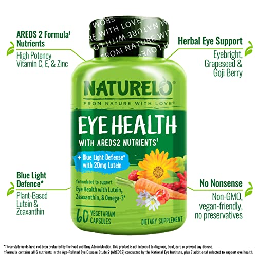 NATURELO Eye Vitamins - AREDS 2 Formula Nutrients with Lutein, Zeaxan NATURELOUS supplements