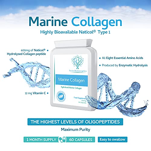 Marine Collagen 600mg 60 Capsules - Highly Bioavailable Naticol® Type 1 swiss bioenergeticsUS supplements