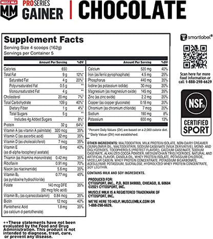 Muscle Milk Gainer Protein Powder, Chocolate, 32g Protein, 5 Pound Muscle MilkUS supplements
