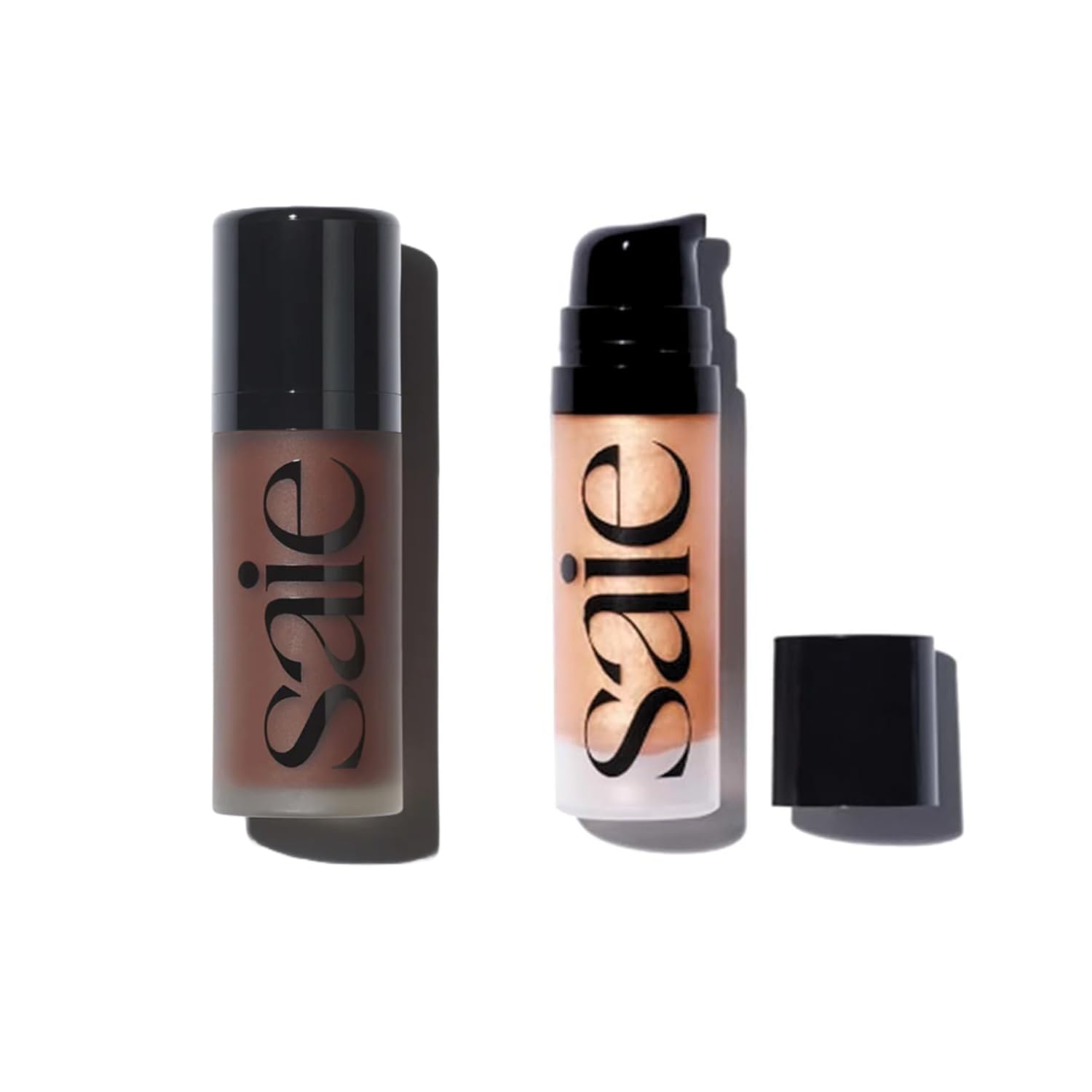 Saie Radiant Glow Duo - Dew Bronze Soft-Focus Liquid Bronzer in Sail (0.4 oz) & Mini Glowy Super Gel Lightweight Illuminator in Sunglow (0.5 oz), Hydrating Makeup Essentials for a Sun-Kissed Glow SaieAu supplements