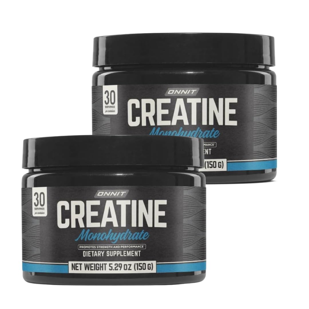 ONNIT Creatine Monohydrate Powder, IGEN™ Non-GMO Tested – 5g Premium Creatine for Muscle Strength, Power & Lean Mass, Supports Brain Health & Cellular Energy, Unflavored, 30 Servings, 5.29 oz 2-Pack ONNITAu supplements