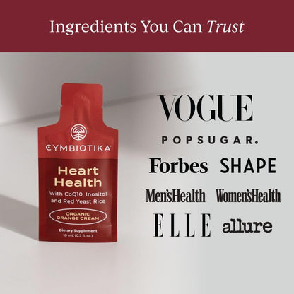 CYMBIOTIKA Heart Health Supplement with CoQ10, Red Yeast Rice & Inositol, Gluten Free Supplements to Support Circulation & Aging, Organic Orange Cream Flavor, 30 Pack CYMBIOTIKAUS supplements