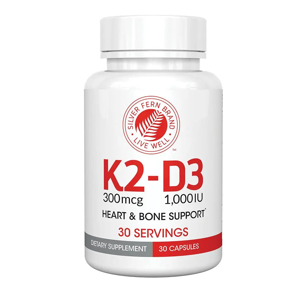 Silver Fern Vitamin K2-D3 Supplement Brand - Natural, Non-Synthetic - K2-7 as Menaquinone-7 (MK-7) - D3 as cholecalciferol Silver FernAu supplements