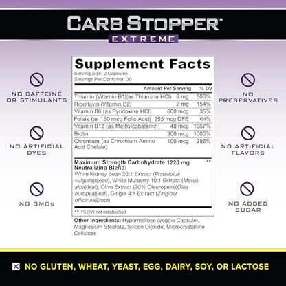 Carb Stopper Extreme: Maximum Strength, Natural Carbohydrate and Starch Neutralizer Carb Stopper ExtremeUS supplements