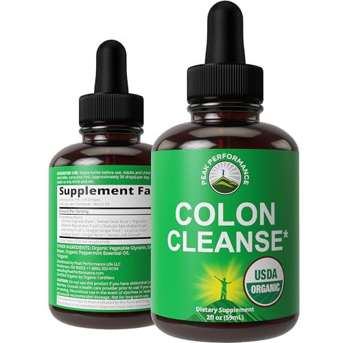 USDA Organic Colon Cleanse Liquid Drops. Vegan, Kosher Colon Cleanser & Detox Supplement Peak PerformanceAu supplements