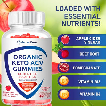 Organic Keto ACV Gummy Advanced Weight Loss - Gluten & Sugar Free Pro Active Rapid Belly Defense DoseUS supplements