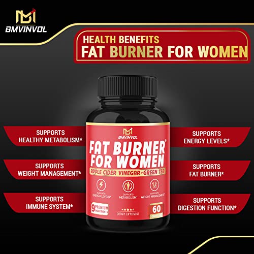 Fat Burner for Women, 9-in-1 Powerful Blend of Apple Cider Vinegar, Green Tea, Garcinia Cambogia BMVINVOLUS supplements