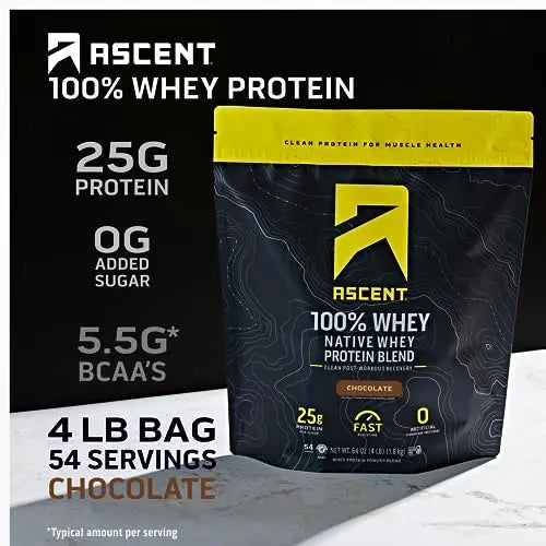 Ascent 100% Whey Protein Powder - Post Workout Whey Protein Isolate, Zero Artificial Flavors & Sweeteners AscentAu supplements