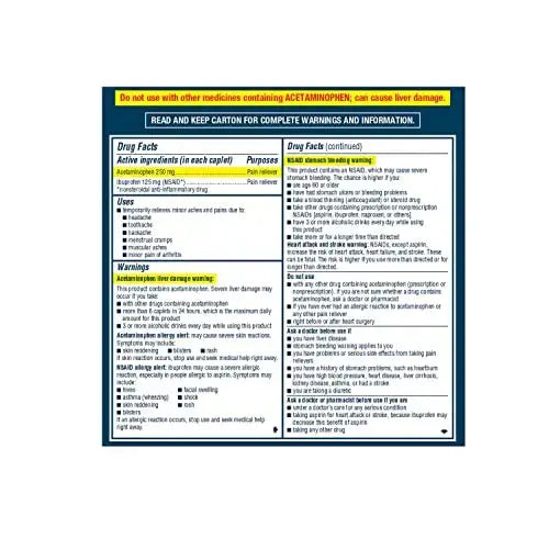 Advil Dual Action Coated Caplets, 125 Mg Ibuprofen and 250 Mg Acetaminophen per Dose (2 Dose Equivalent) for 8 Hour Pain Relief - 216 Count AdvilAu supplements