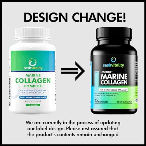 Marine Collagen Supplements - 90 Capsules with Vitamin C, Vitamin E, Hyaluronic Acid, Aloe Vera, Turmeric SASH VitalityUS supplements