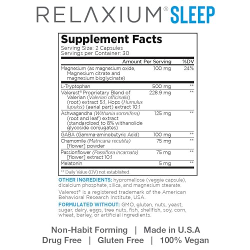 Relaxium Sleep Aid, 30-Day Supply, Dietary Supplement, Better Sleep, Magnesium RelaxiumUS supplements