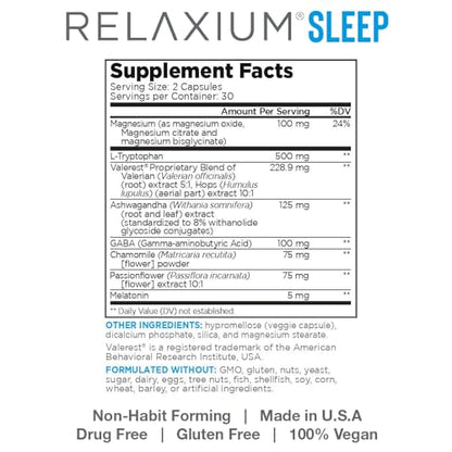 Relaxium Sleep Aid, 30-Day Supply, Dietary Supplement, Better Sleep, Magnesium RelaxiumUS supplements
