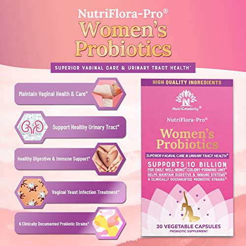 NutriCelebrity NutriFlora-Pro Probiotics for Women - Support Vaginal, Urinary Health (UTI) NutricelebrityAu supplements