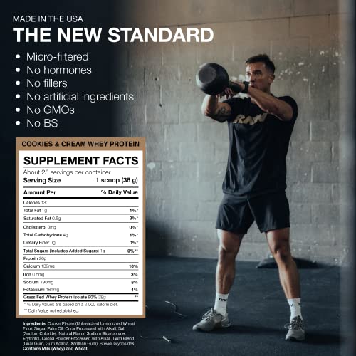 RAW Whey Isolate Protein Powder, Cookies N Cream - 100% Grass-Fed Sports Nutrition RAWUS supplements