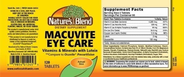 Natures Blend Macuvite Eye Care, 120 tabs Pack of 2 Nature's BlendAu supplements