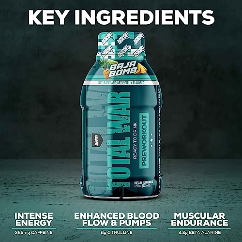 REDCON1 Total War Ready to Drink Preworkout, Strawberry Kiwi - 350mg of Fast Acting REDCON1Au supplements