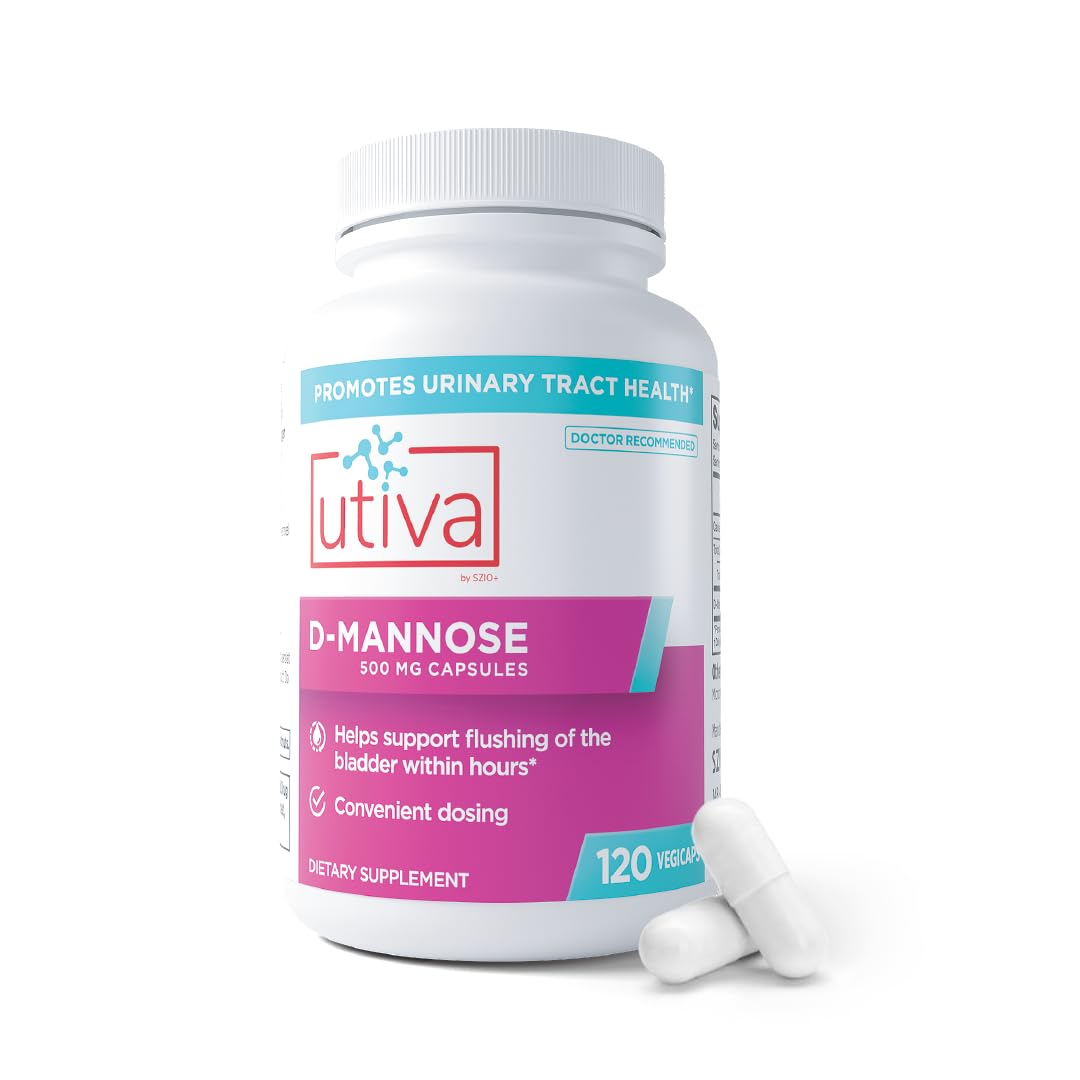 Szio+ Utiva D-Mannose 500mg Capsules – Naturally Flush The Bladder and Urinary Tract – UTI Avoidance – D Mannose Supplements for Women – Supports Urinary Tract Infection Treatments, 120 Capsules Szio+Au supplements