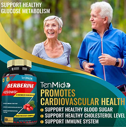 Berberine Extract Capsules 4250mg, 2 Months Supply & Ceylon, Milk Thistle, Turmeric TenmidoUS supplements