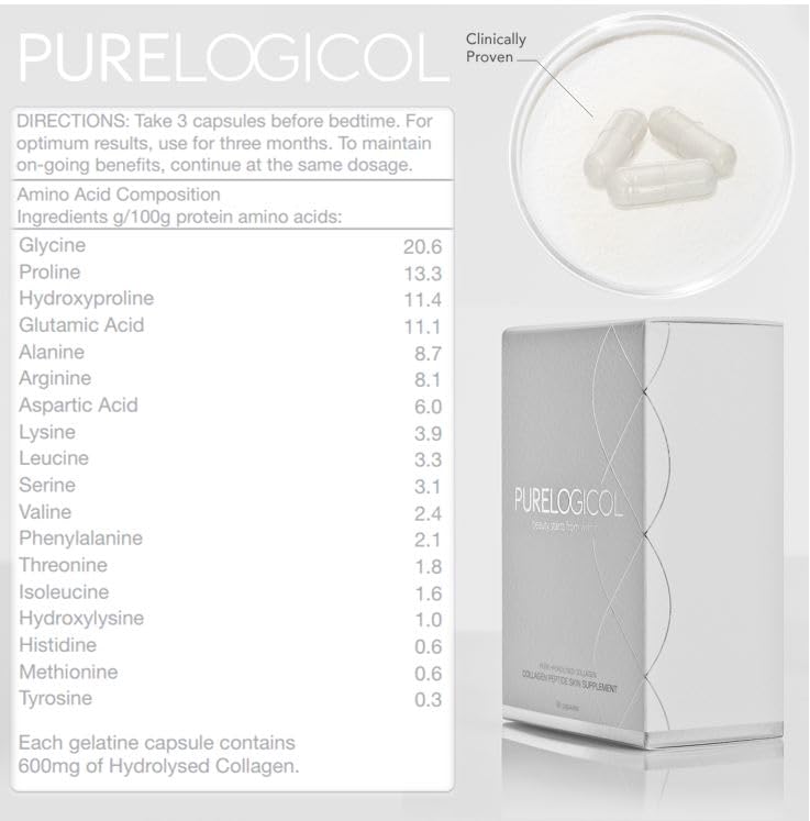 Collagen Tablets, Best Hydrolysed Protein Peptide Skin Supplement - 90 x Collagen Capsules x 800mg PurelogicolAu supplements