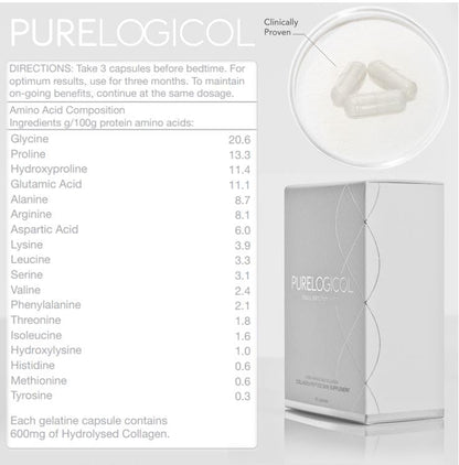 Collagen Tablets, Best Hydrolysed Protein Peptide Skin Supplement - 90 x Collagen Capsules x 800mg PurelogicolUS supplements