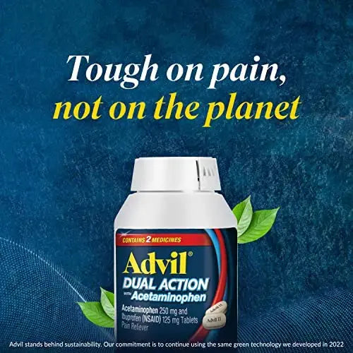 Advil Dual Action With Acetaminophen And Ibuprofen (2 Dose Equivalent) For 8 Hour Pain Relief, Coated 144 Ct Caplets And 2 Ct. Sample Of Advil PM AdvilAu supplements