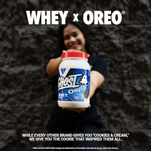 GHOST Whey Protein Powder, Oreo - 2LB Tub, 25G of Protein - Cookies & Cream Flavored GHOSTUS supplements