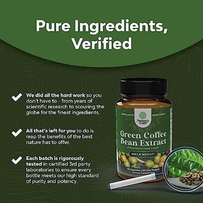 Pure Green Coffee Bean Extract Supplement – Best for Weight Loss Appetite Suppressant Natures CraftUS supplements