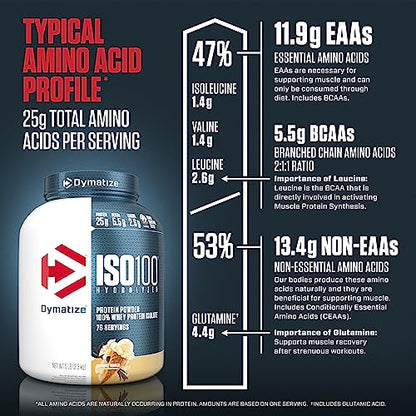 Dymatize ISO 100 Protein Powder with 25g of Hydrolyzed 100% Whey Isolate, Vanilla 5 DymatizeUS supplements