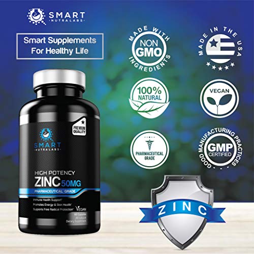 High Potency Zinc Picolinate 50MG- Vegan Zinc Supplement, Supports SMART NUTRA LABSUS supplements
