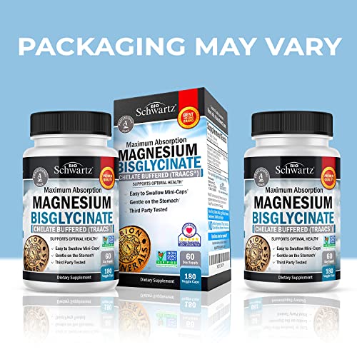 Magnesium Bisglycinate 100% Chelate No-Laxative Effect - Maximum Absorption BioSchwartzAu supplements
