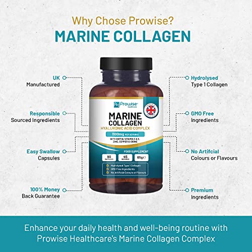 Marine Collagen with Hyaluronic Acid 1100mg | 90 Collagen Capsules High Strength for Women & Men PH PROWISE HealthcareAu supplements