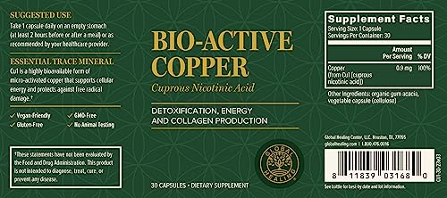 Global Healing Bio-Active Copper Supplement Cu1 - Cuprous Nicotinic Acid Helps Detox Global Healing CenterAu supplements