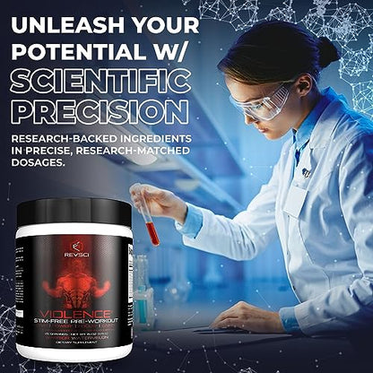 VIOLENCE Stim Free Pre Workout Powder by REVSCI, Precision Dosed Non Stim Preworkout Revolution ScienceUS supplements