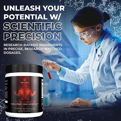 VIOLENCE Stim Free Pre Workout Powder by REVSCI, Precision Dosed Non Stim Preworkout Revolution ScienceAu supplements