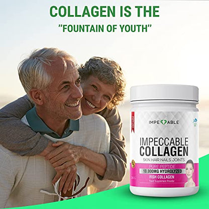 IMPECCABLE Collagen Premium 10.000 mg Pure peptide hydrolyzed Marine Collagen Powder ImpeccableUS supplements