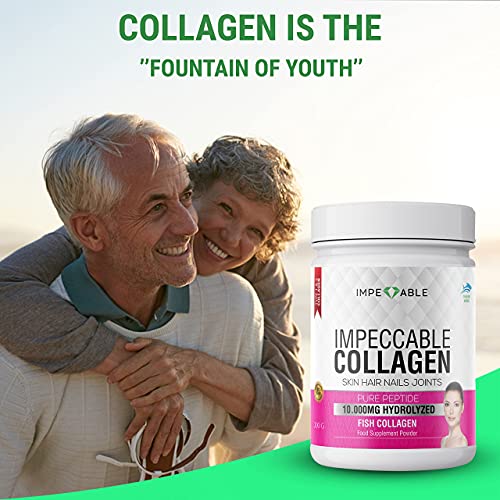 IMPECCABLE Collagen Premium 10.000 mg Pure peptide hydrolyzed Marine Collagen Powder ImpeccableAu supplements
