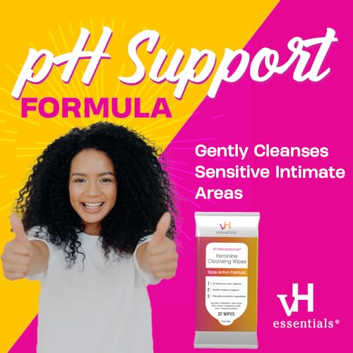 vH essentials Feminine Cleansing Wipes - pH Balanced, Prebiotics, Tea Tree & Aloe, Soothing Witch Hazel vH essentialsAu supplements
