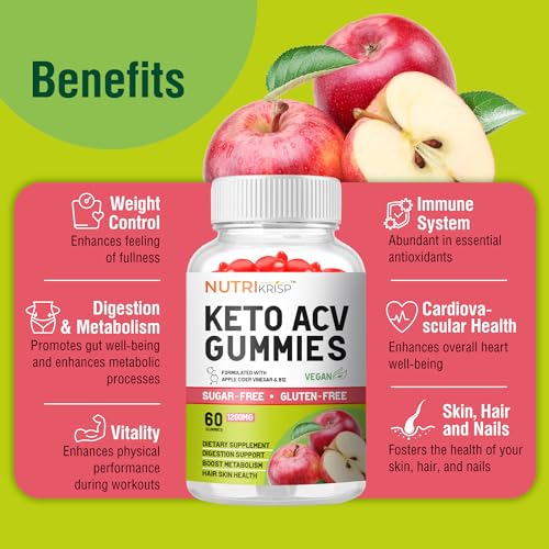 NutriKrisp Organic Keto ACV Gummy for Weight Loss - Sugar & Gluten Free Apple Cider NutriKrispUS supplements